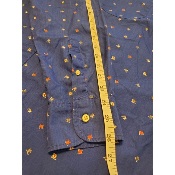 J. Crew Men's Secret Wash Cotton Poplin Button Up Shirt Nautical Flag Size Large - Picture 8 of 10